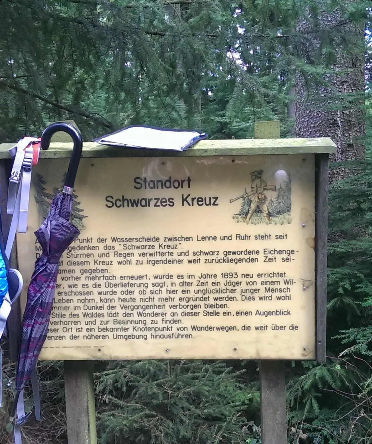 Schild mit Rucksack und Schirm_Konditionsw.2014 | © Holger Rüsberg